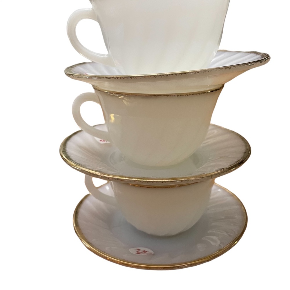 Vintage Fire King Cups w/Saucers (3)